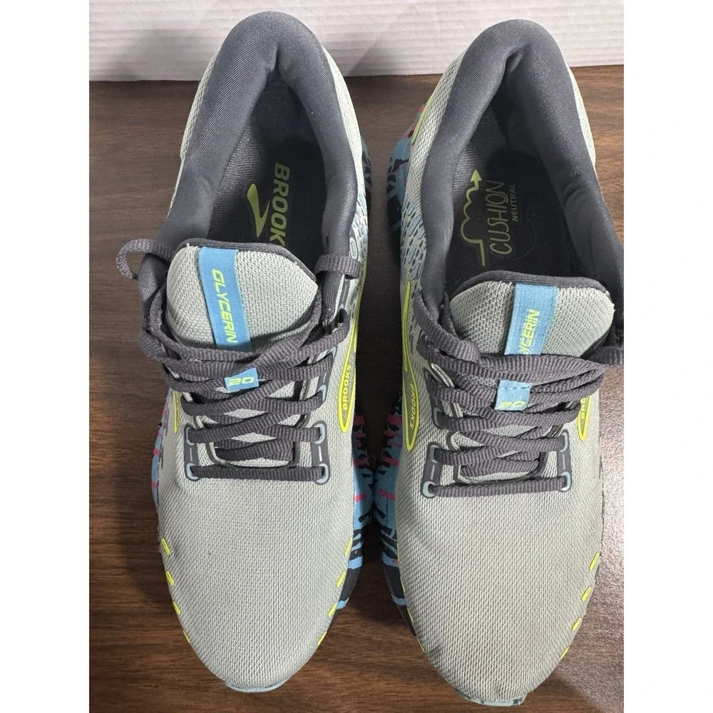 Brooks Glycerin 20 Mens Running Shoes 11.5 Grey Blue Pink Paint Drip 1203691B492